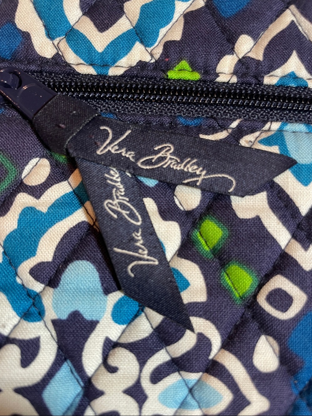 Vera Bradley Navy, Teal & White Quilted Crossbody - Picture 3 of 7